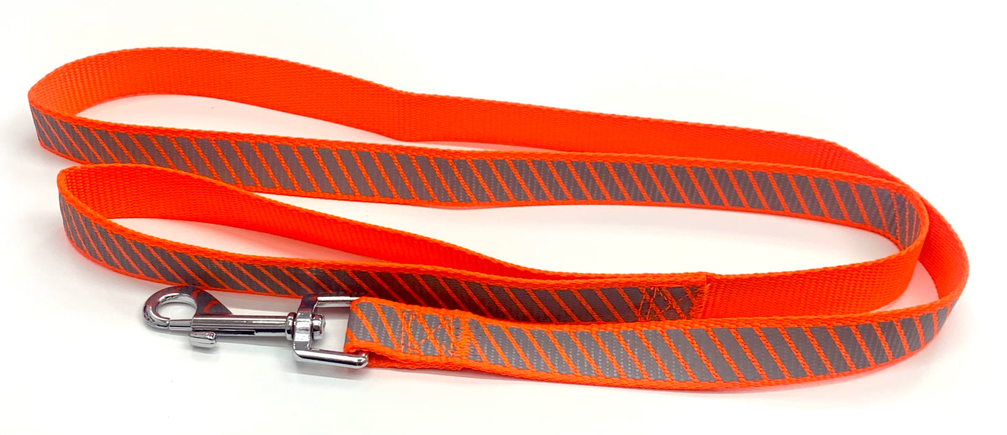 Reflective dog leash bright orange