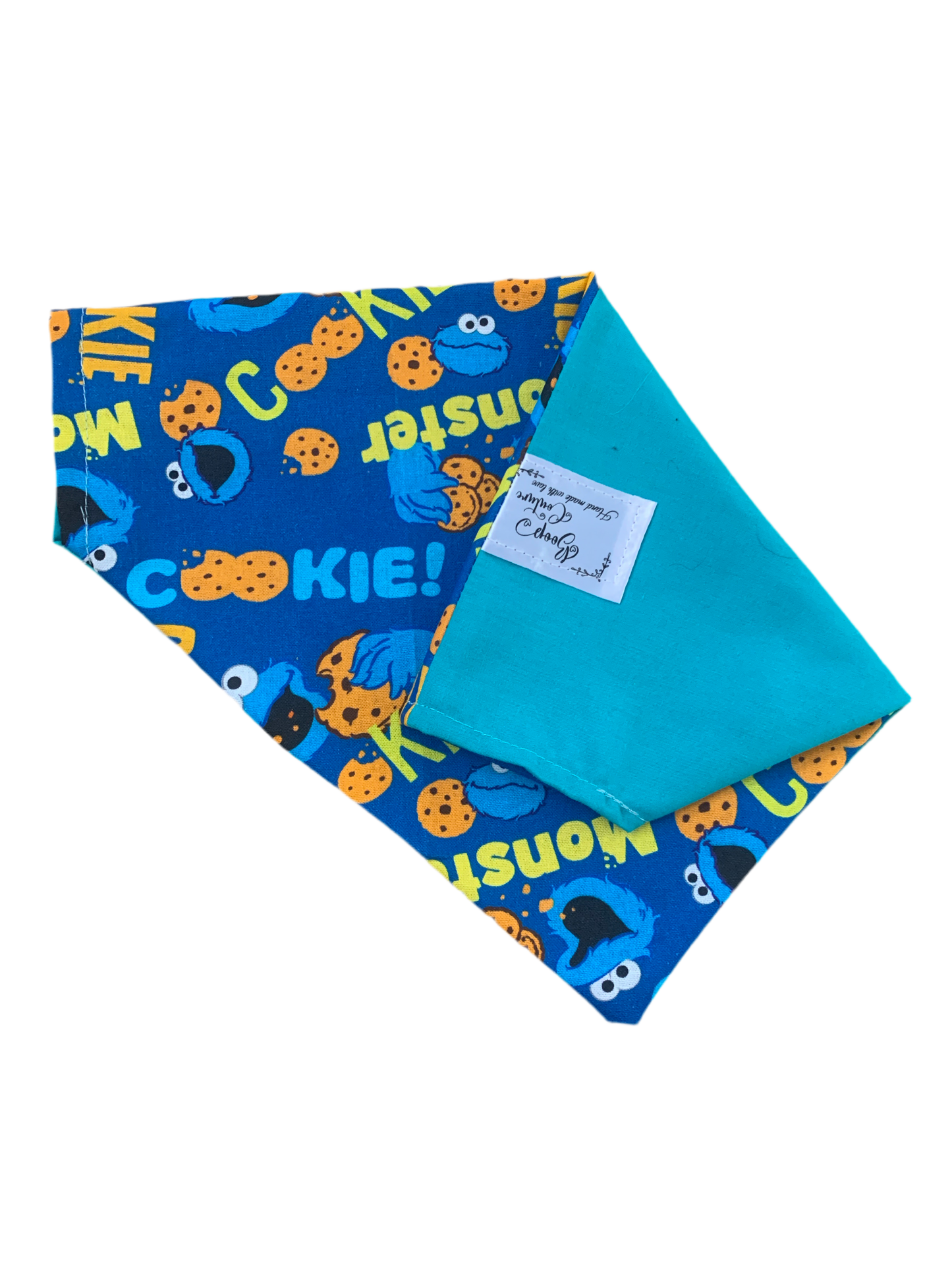 Handmade dog bandana Cookie Monster design