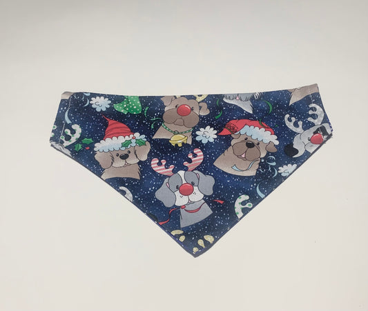 Handmade christmas dog bandana. Reversible