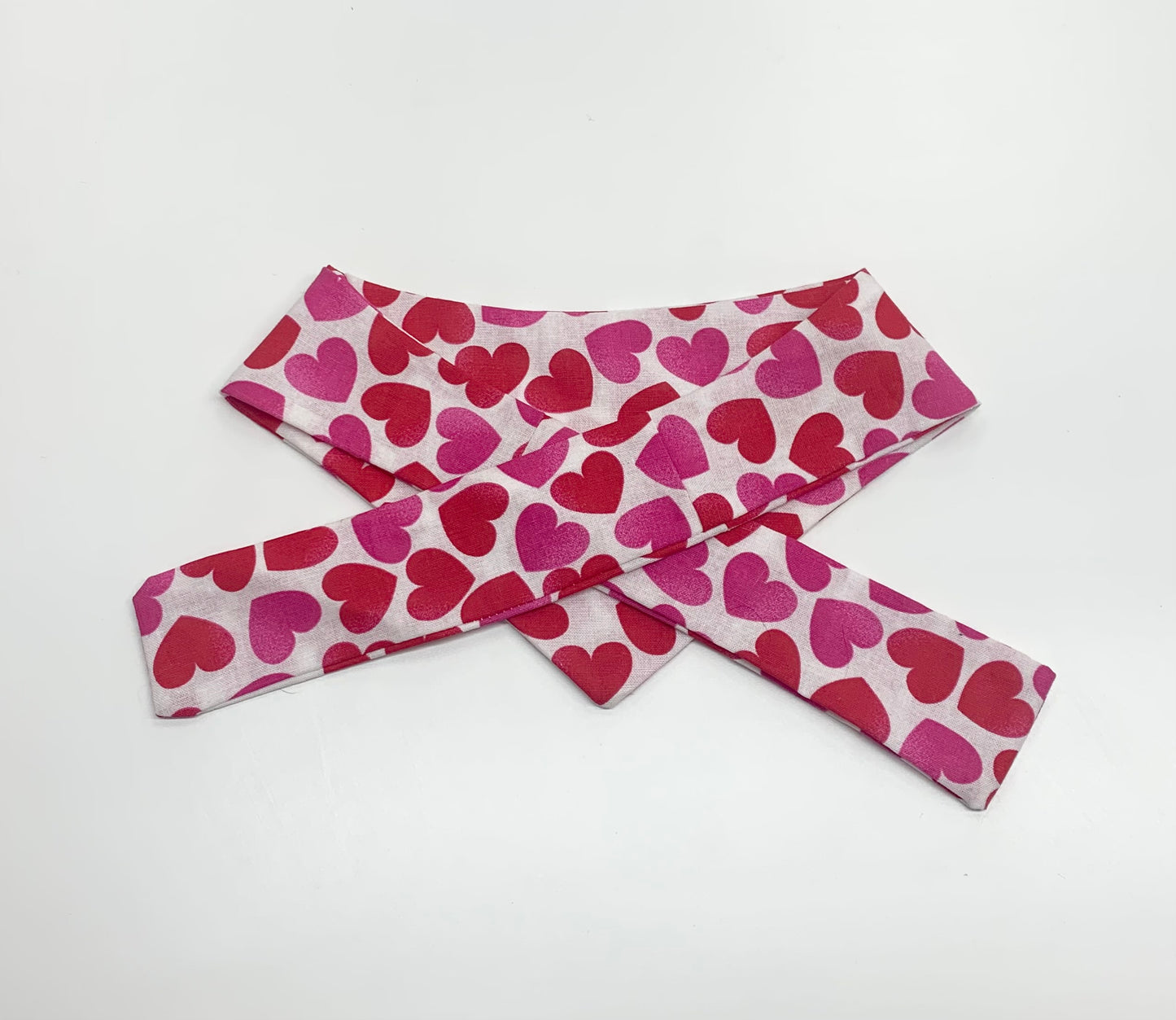 Handmade one of a kind bandana hearts pink red 100% cotton. Great for valentines. Cats dogs pets