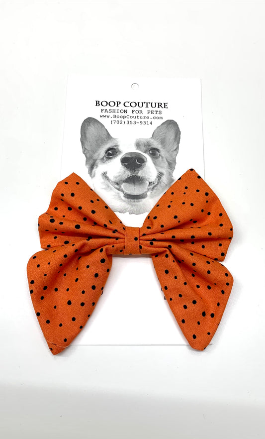 handmade dog bowtie orange and black