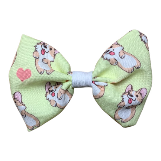 Handcrafted dog bowtie. Exclusive BoopCouture corgi design.