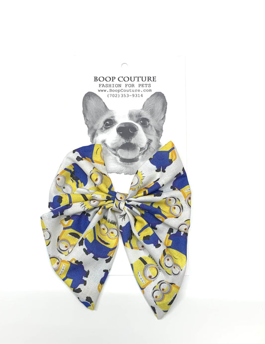 Oversized handmade dog bowtie Minions