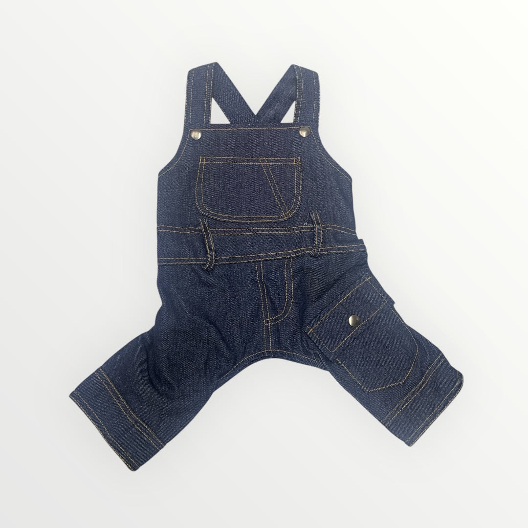 Dog overall pants. Denim. Functional pockets.