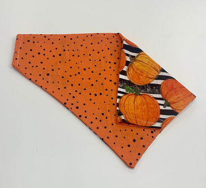 Handmade dog bandana pumpkin fall thanksgiving reversible 100% cotton pets cats dogs