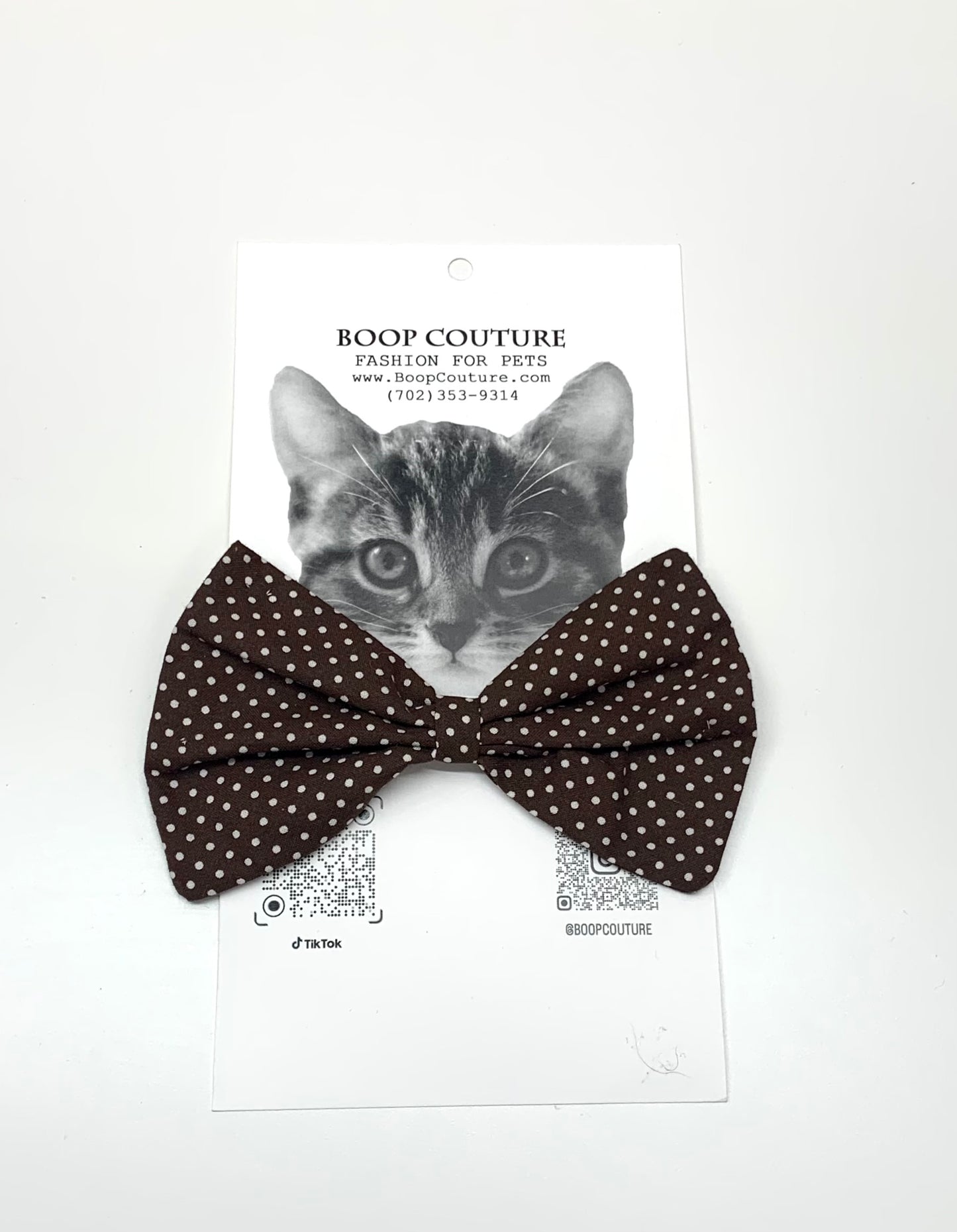 polka dots brown dog bowtie cat bowtie