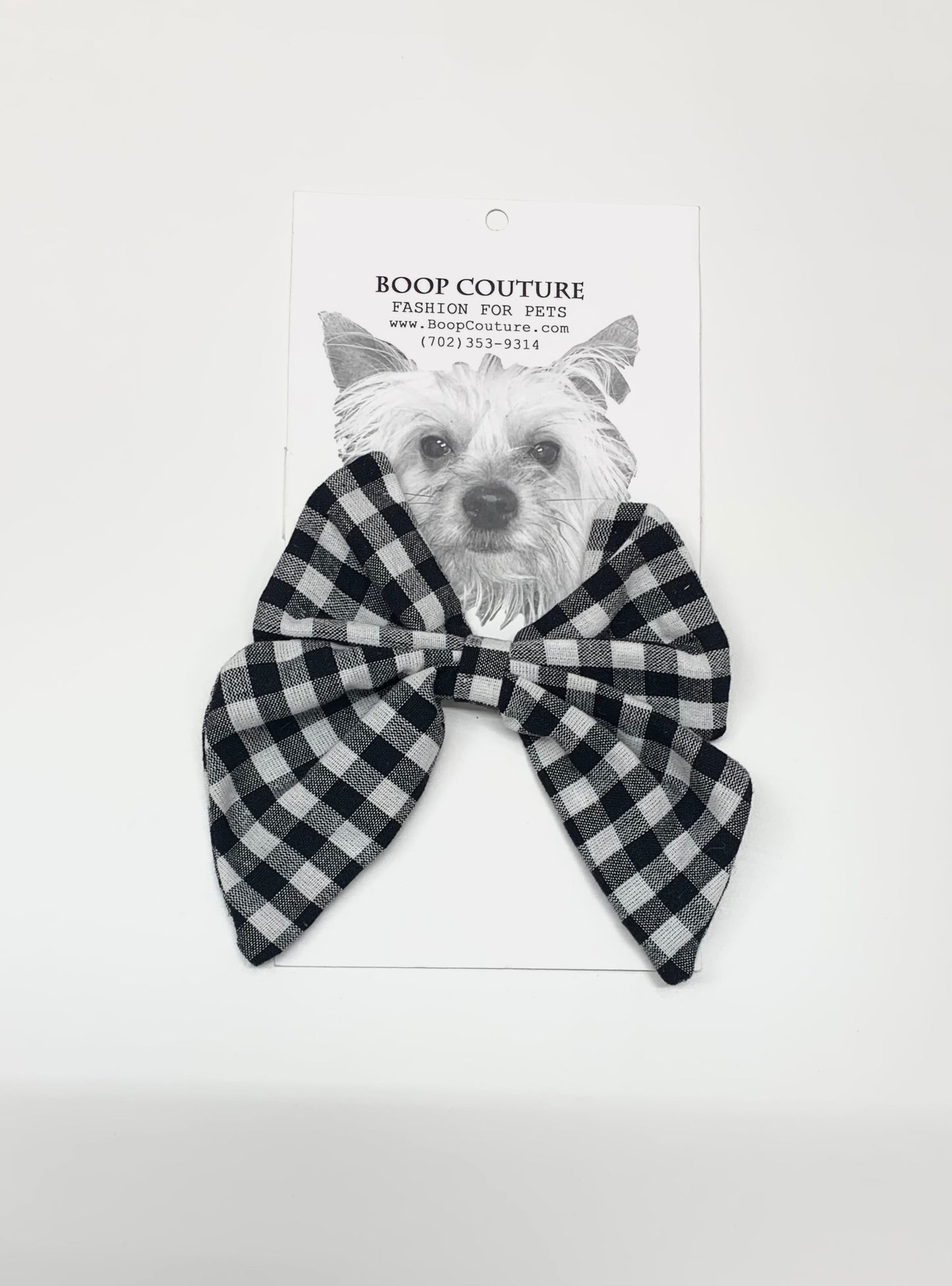 Oversized handmade dog bowtie gingham black & white