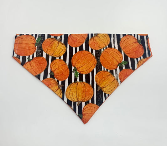 Handmade dog bandana pumpkin fall thanksgiving reversible 100% cotton pets cats dogs