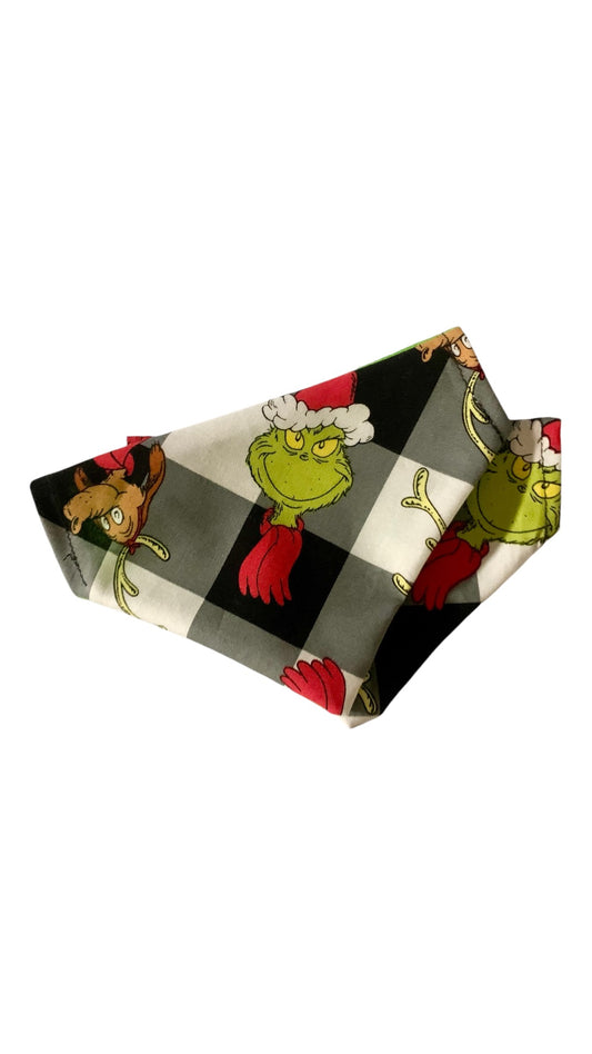 Grinch and Max Dog Bandana - Double Sided, Ready for Christmas. Proudly made in Las Vegas.