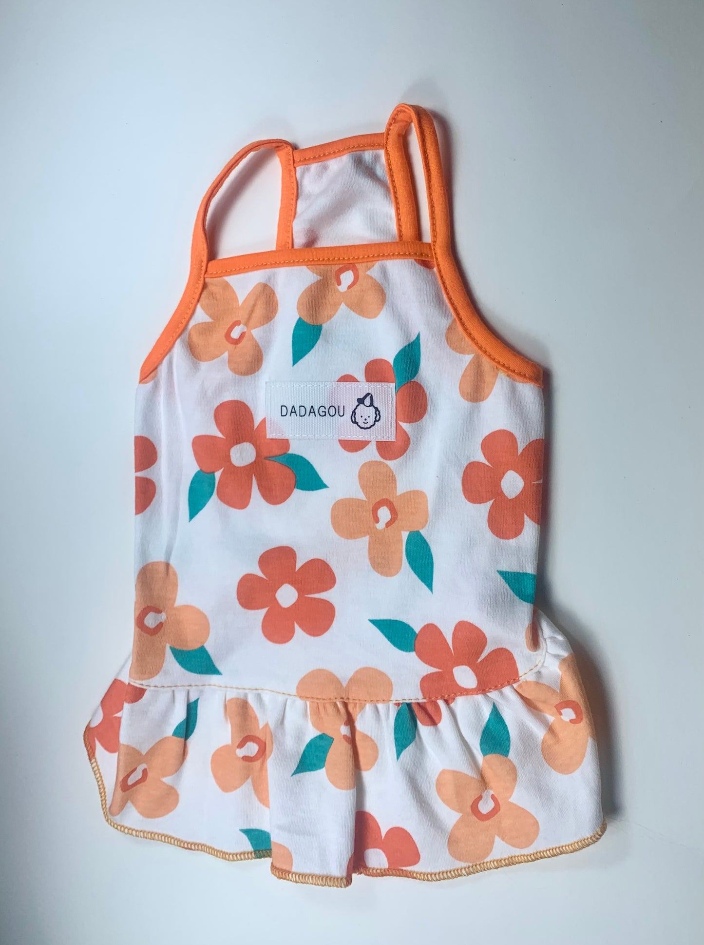 floral dog dress orange flowers