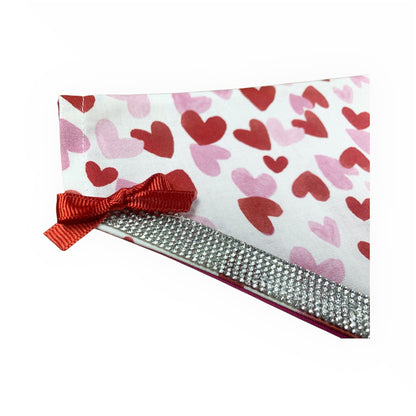 Valentine’s Day Exclusive: Handmade Dog Bandana with hearts, bows and bling