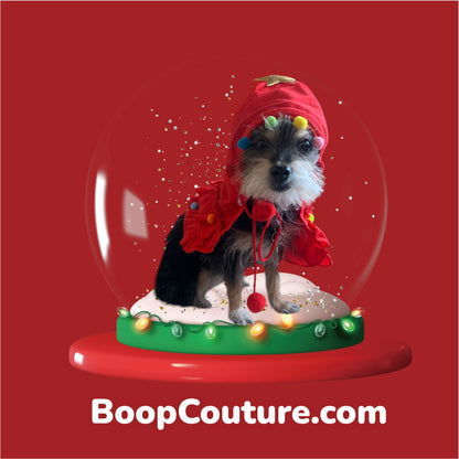 Dog Christmas dress with bow.