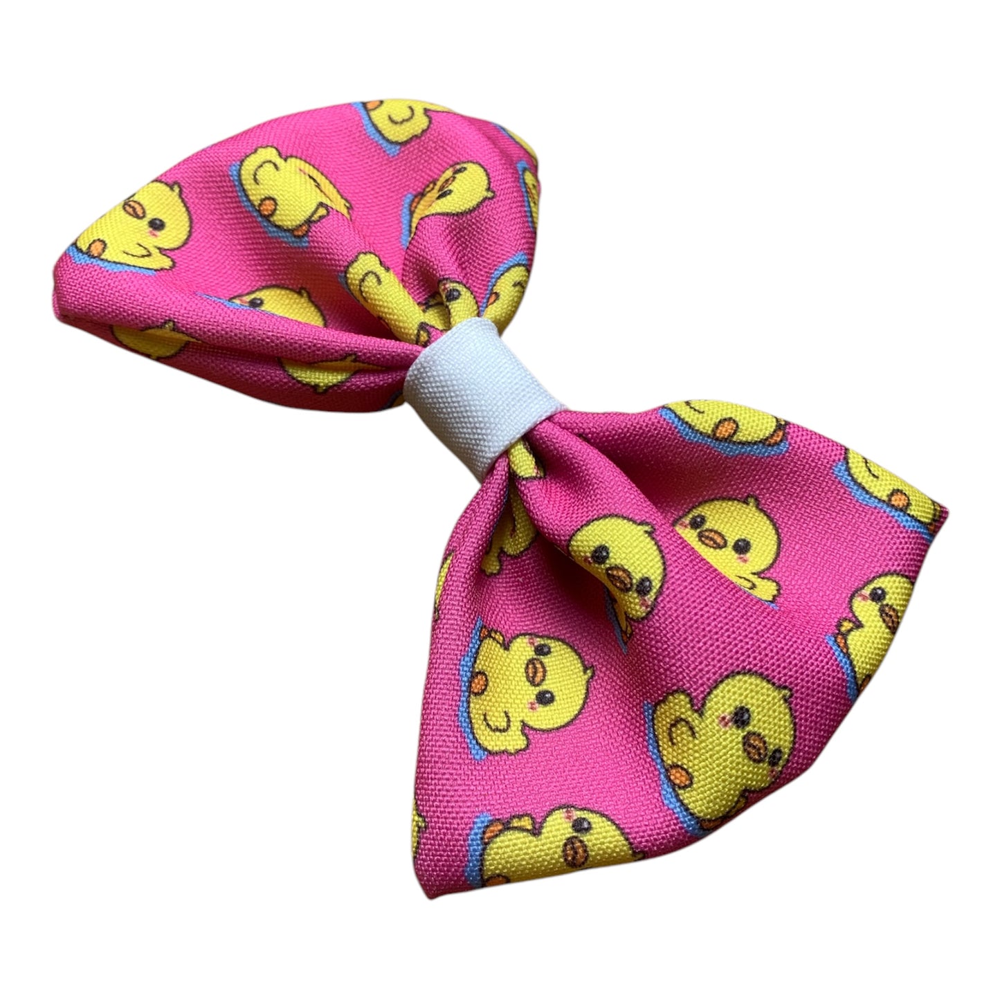 Handcrafted dog bowtie. Boopcouture exclusive duckie in pink.