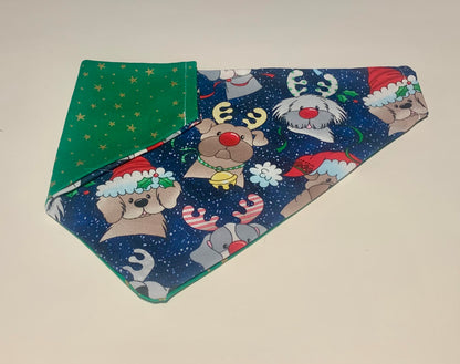 Handmade christmas dog bandana. Reversible