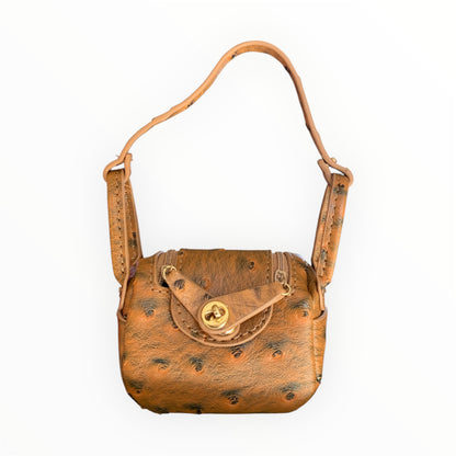 Brown poopy bag holder for outings and walks with your dog. ostrich design. faux birkin barkin