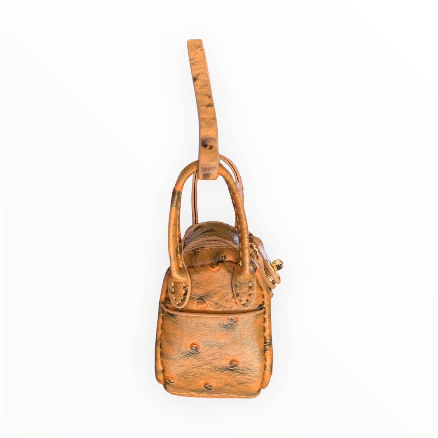 Brown ostrich design poopy bag holder for outings and walks with your dog. 