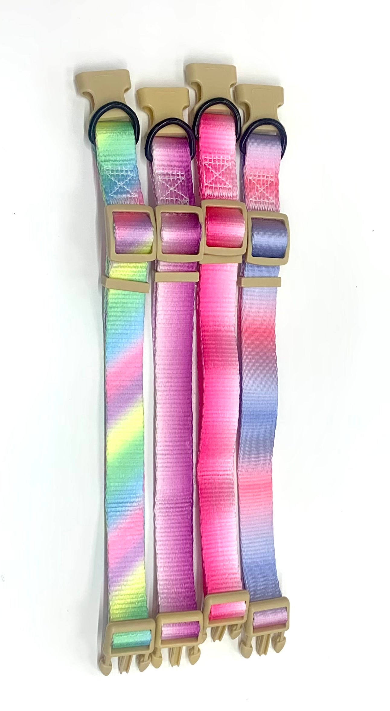 Adjustable nylon dog collar up to 18", 4 colorways available