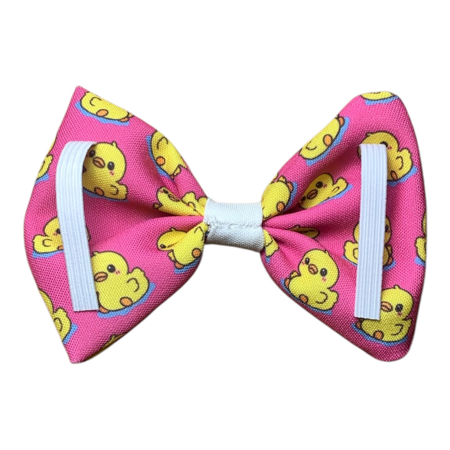 Handcrafted dog bowtie. Boopcouture exclusive duckie in pink.