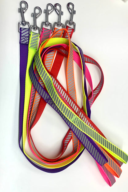 Reflective dog leash. Bright yellow