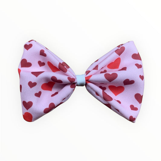 Valentine’s exclusive red and pink hearts handmade dog bowtie