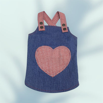 Dog overall dress with heart