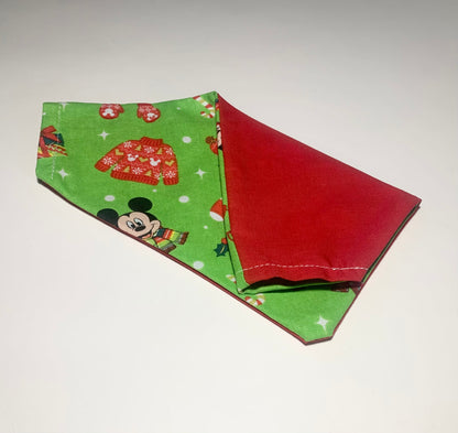 Handmade Christmas dog bandana minnie mickey. Reversible