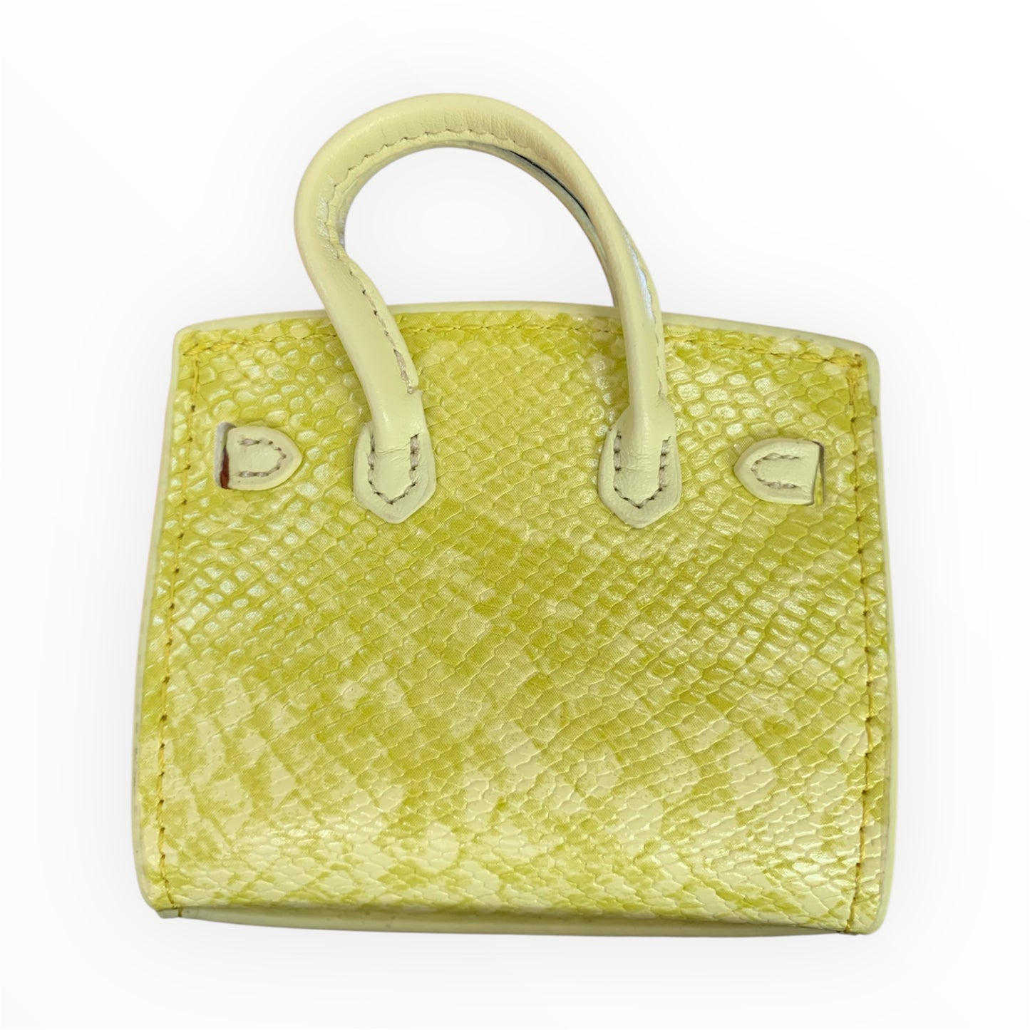 Yellow poopy bag holder for outings and walks with your dog. faux birkin barkin