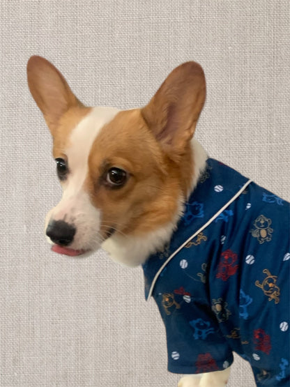 cozy pajama for dogs and cats with pocket in the back and monkey design