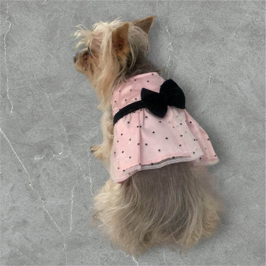 pink black dress for small dog and cat