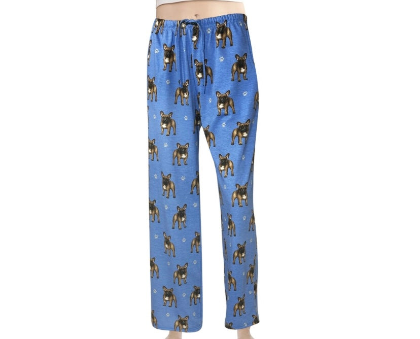 long pajama pants with frenchie dog design